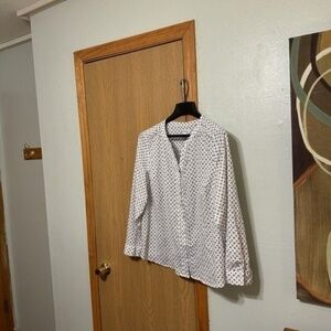 Croft & Barrow Size 2X w/Geometric Print Long Sleeve Button-Front Blouse - EUC